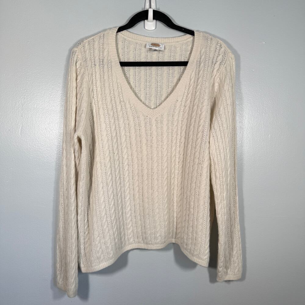Talbots Plus Size 2X Cable Knit V Neck Angora Cashmere Blend Sweater Petite